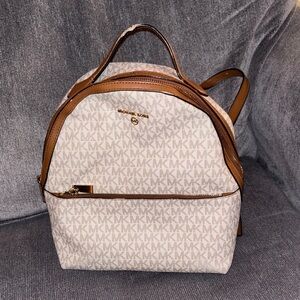 Michael Kors Tan and Cream Logo Backpack
